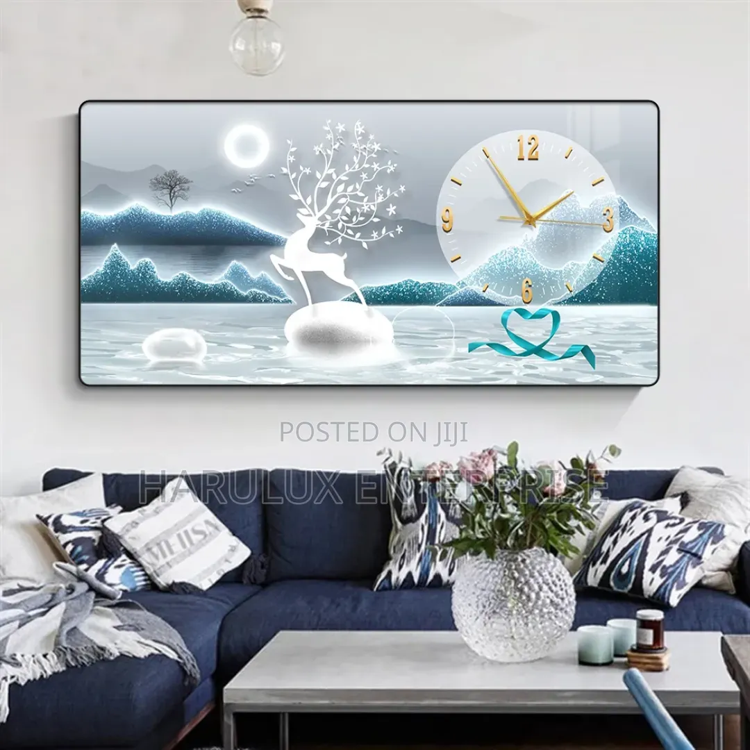 Luxury 3d Crystal Porcelain Wall Clock Art (60x30cm)