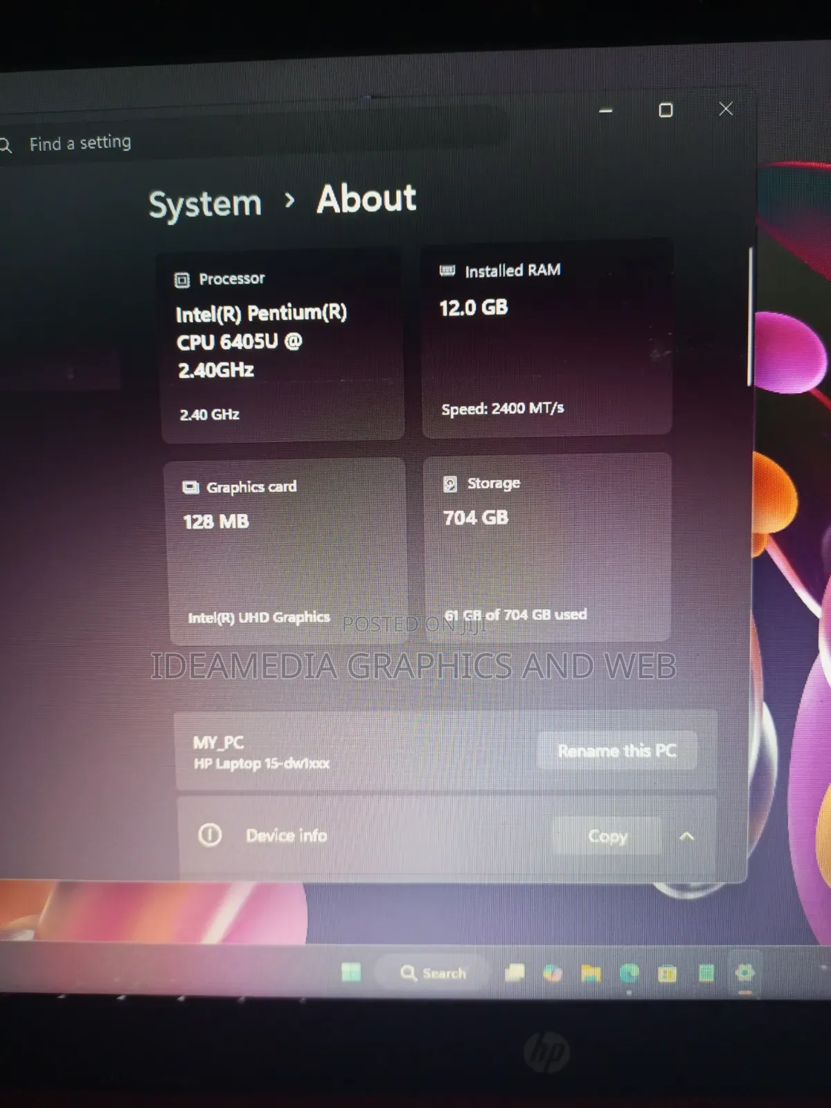 Laptop HP 15 12GB Intel Pentium HDD+SSD 700GB