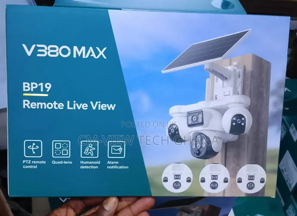 V380max 4lens 4g Solar Camera 10x Zoom 6mp 2way Audio