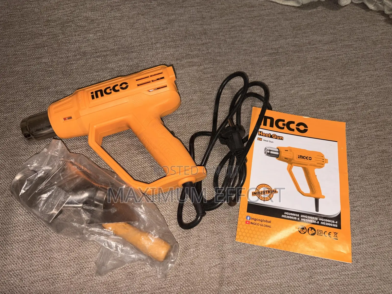 Strong, Efficient Heavy Duty Ingco Heat Gun 2000w With Accessories