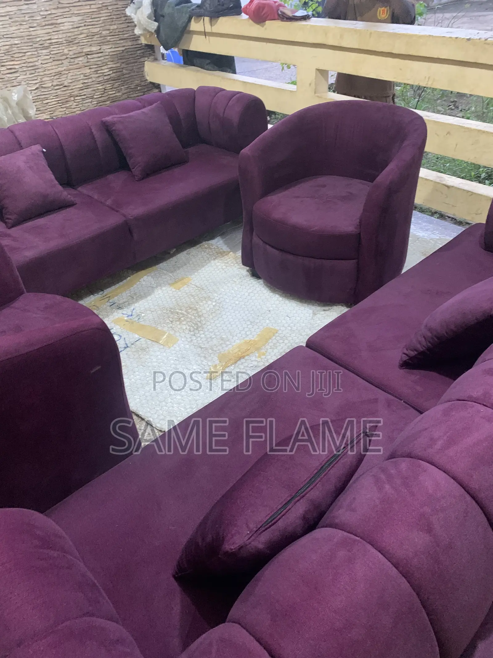 Modern Purple Velvet Living Room Sofa Set