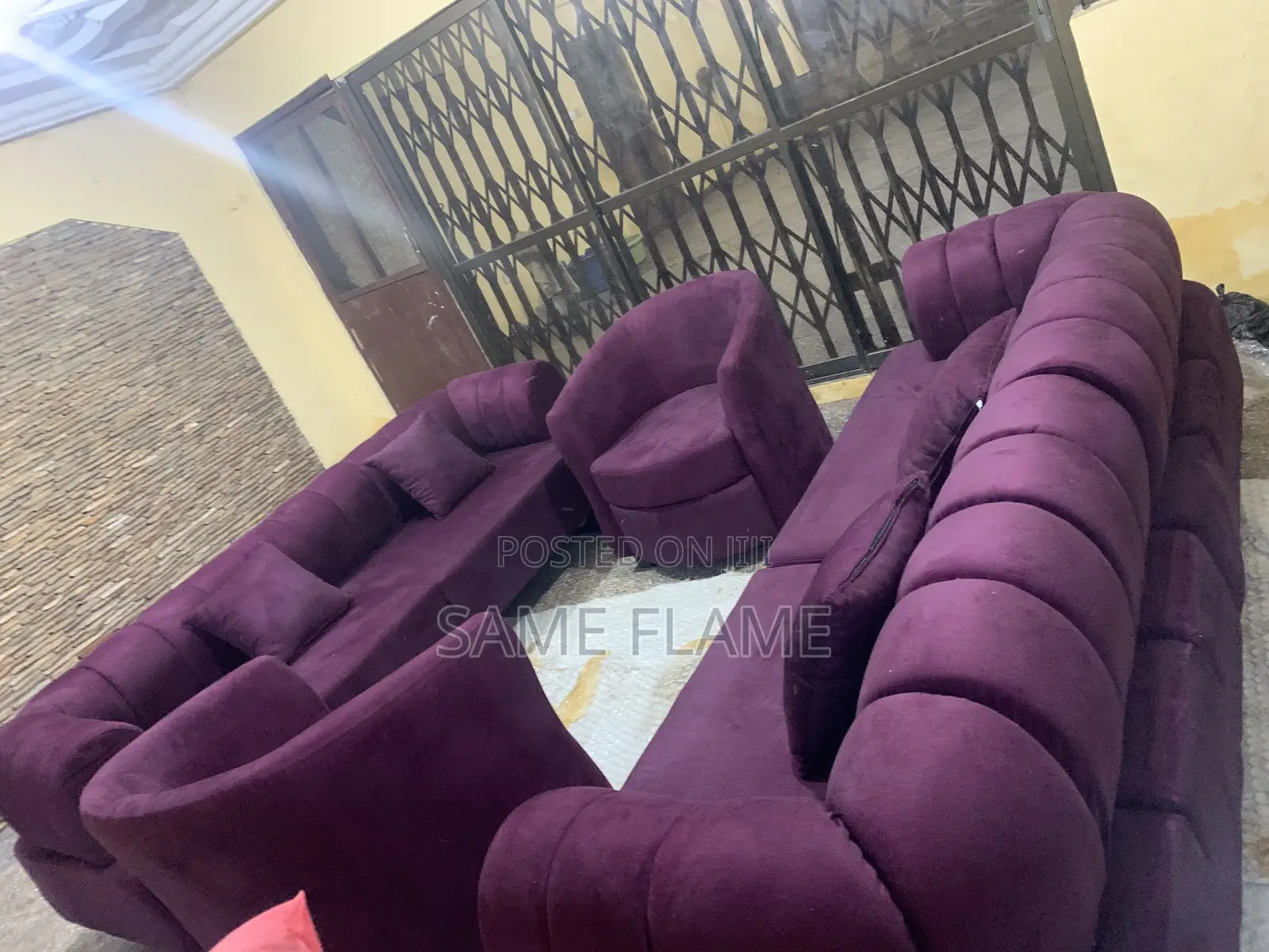 Modern Purple Velvet Living Room Sofa Set
