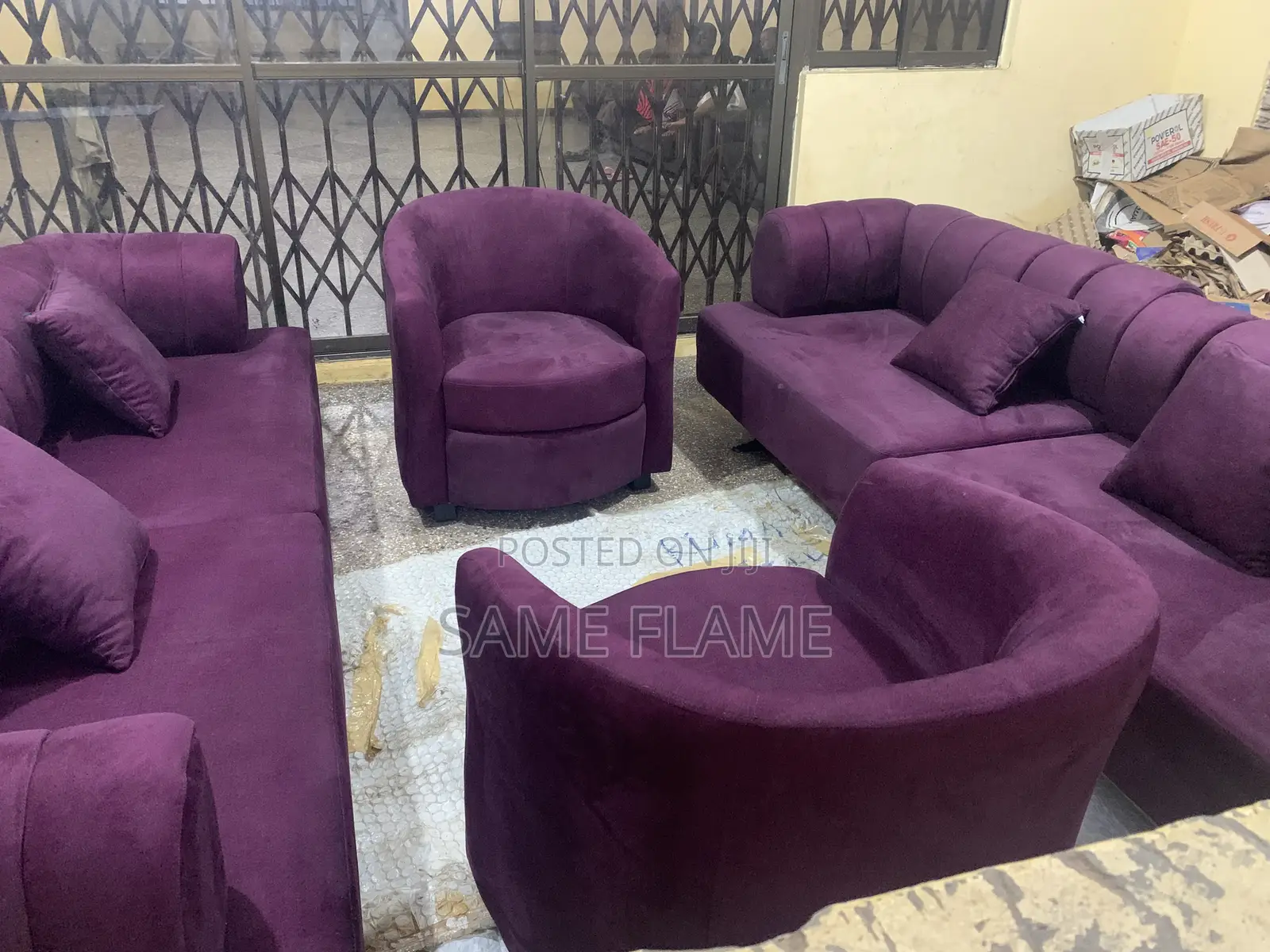 Modern Purple Velvet Living Room Sofa Set