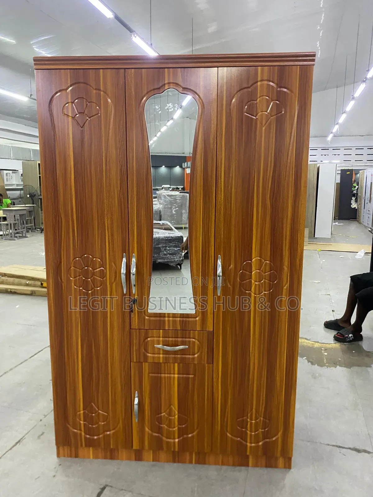 3 Doors Wardrobe Brown