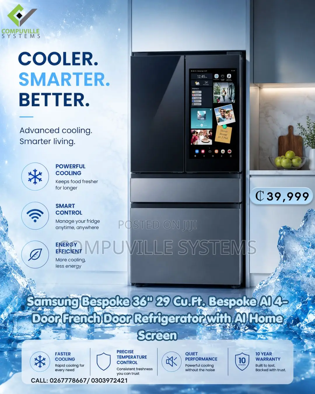 Samsung 36" 29 Cu.Ft. Bespoke Ai 4-Door French Door Refrigerator