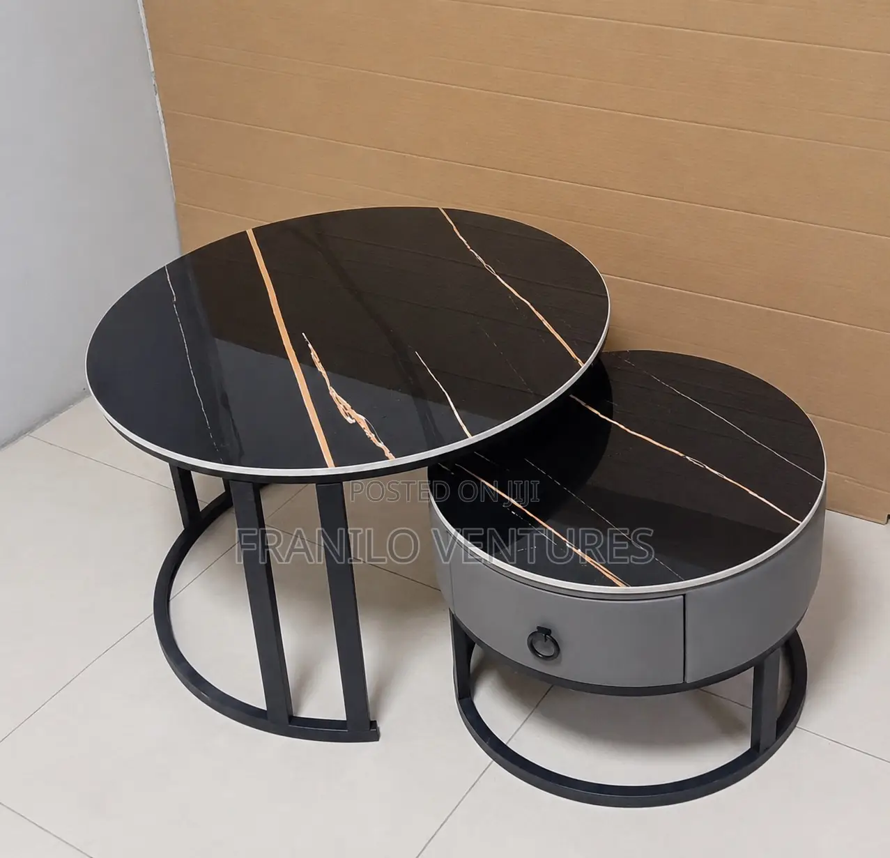 2 Piece Marble Center Table With Drawer