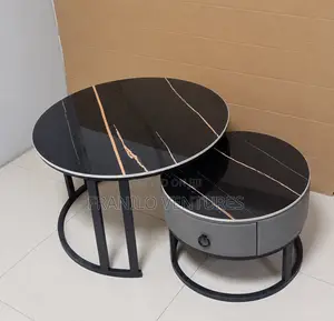 2 Piece Marble Center Table With Drawer