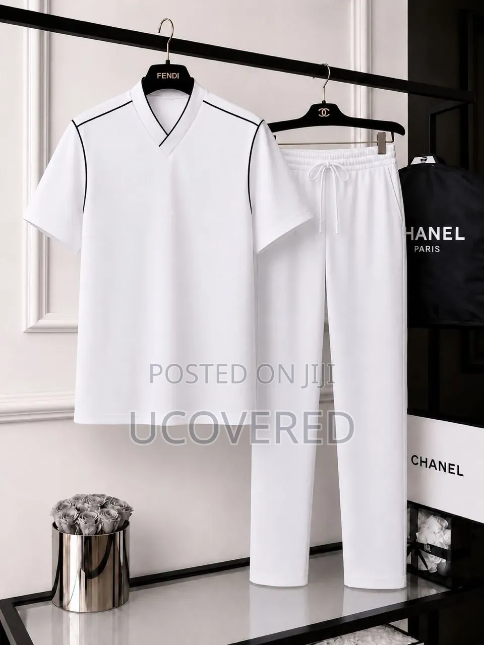 Two-Piece Set Features a Classic Polo Shirt and Matching Joggers