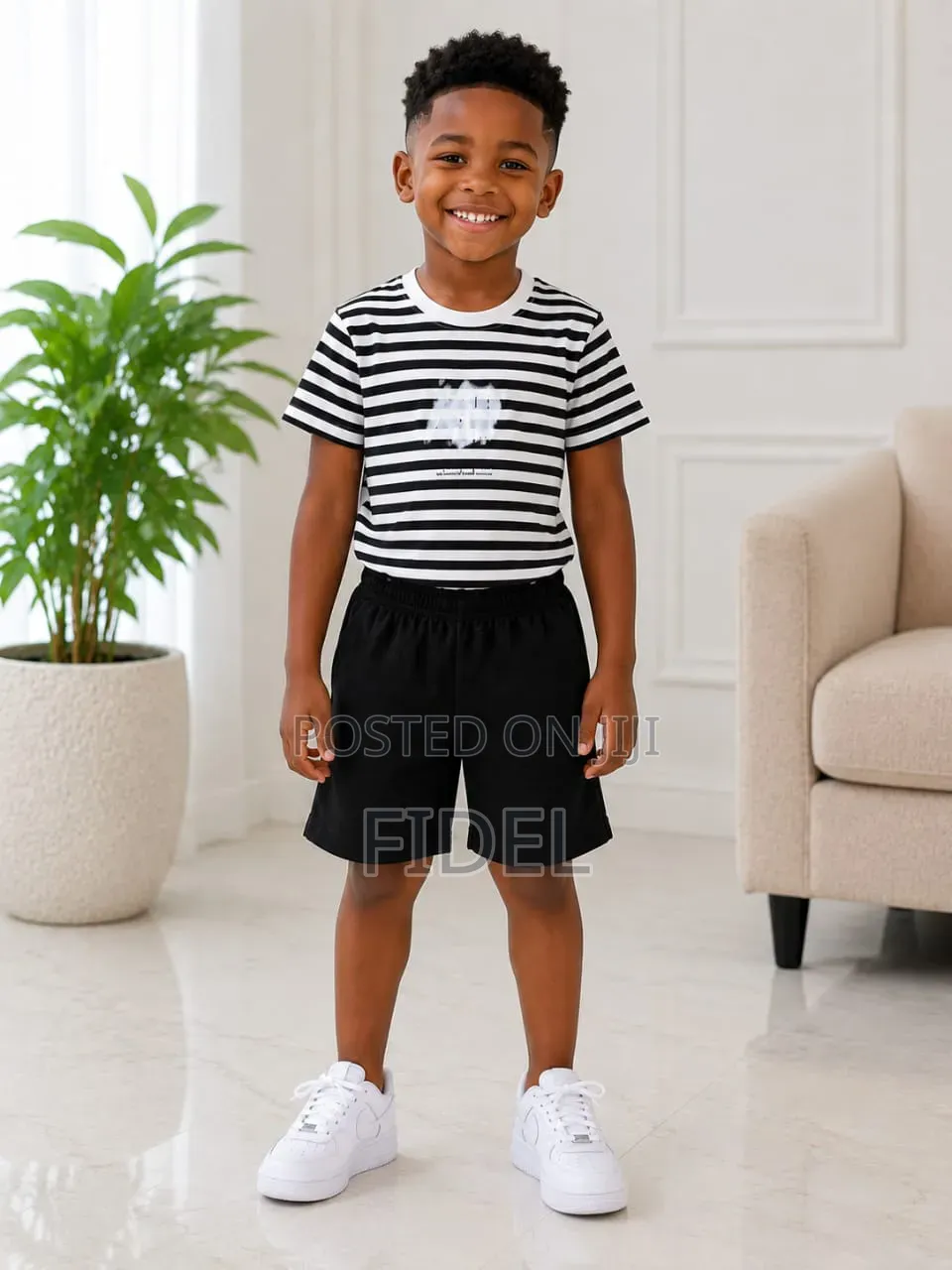 Trendy Unisex Kids 2-Piece Outfit – Cotton Top Polycotton Shorts