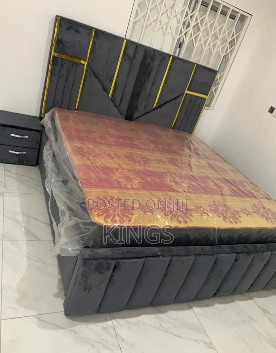 Luxury Fabric Double Bed Frame With Mattress– Brand New