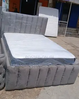 Luxury Fabric Double Bed Frame With Mattress– Brand New