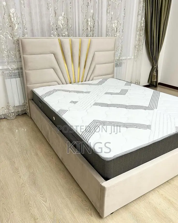 Luxury Fabric Double Bed Frame With Mattress– Brand New