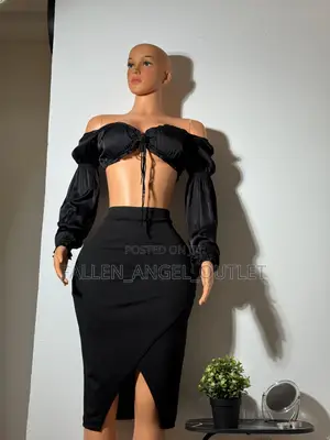 Women’S Off-Shoulder Satin Crop Top With Bishop Sleeve