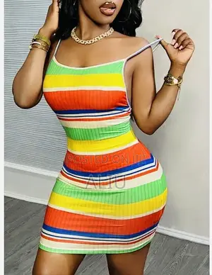 Rainbow Striped Women’S Bodycon Dress
