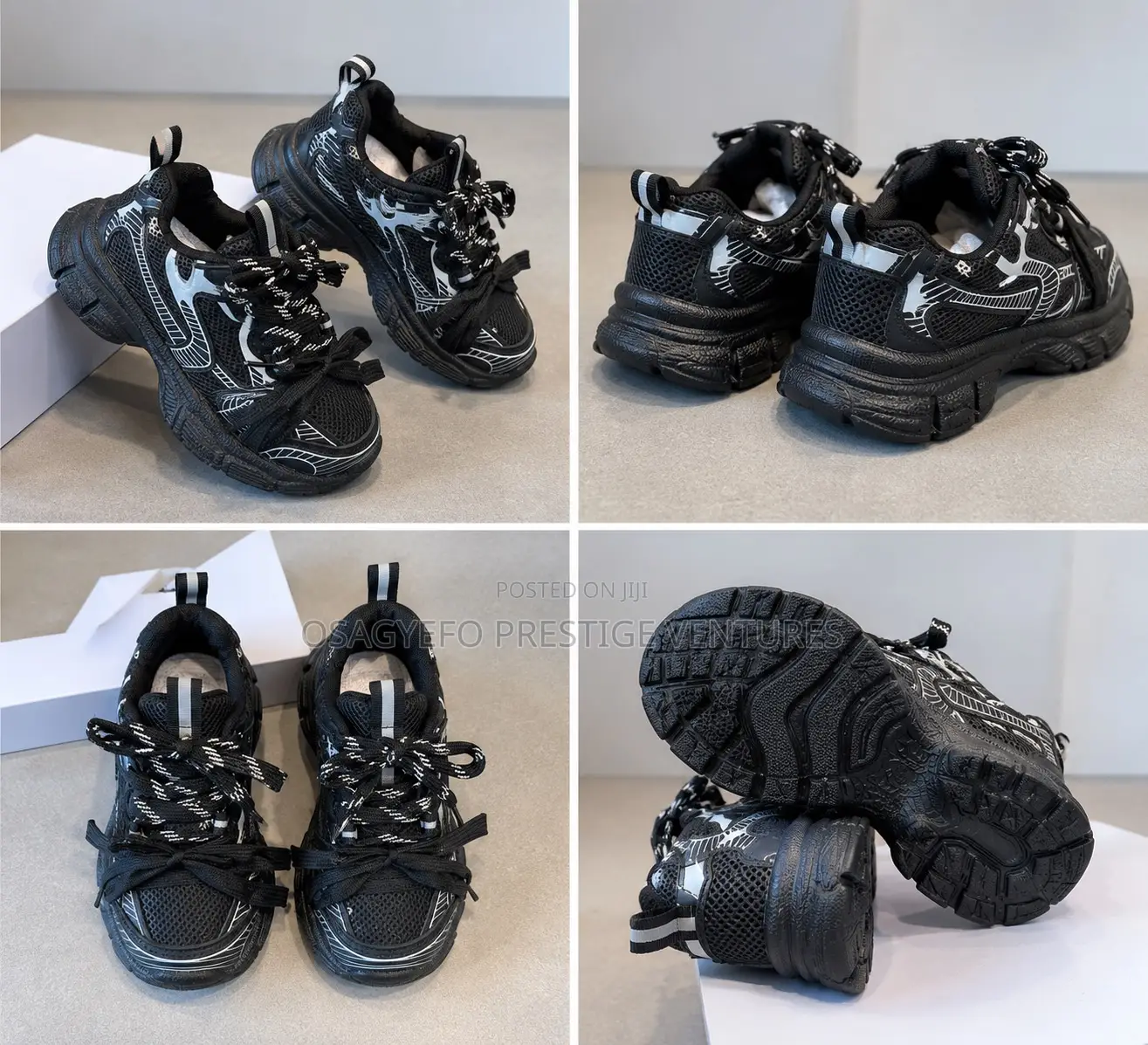 Kids Boys Girls Fashion Chunky Sneakers – Black