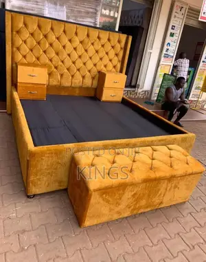 Luxury Fabric Upholstered Queen Size Bed Frame – Brand New