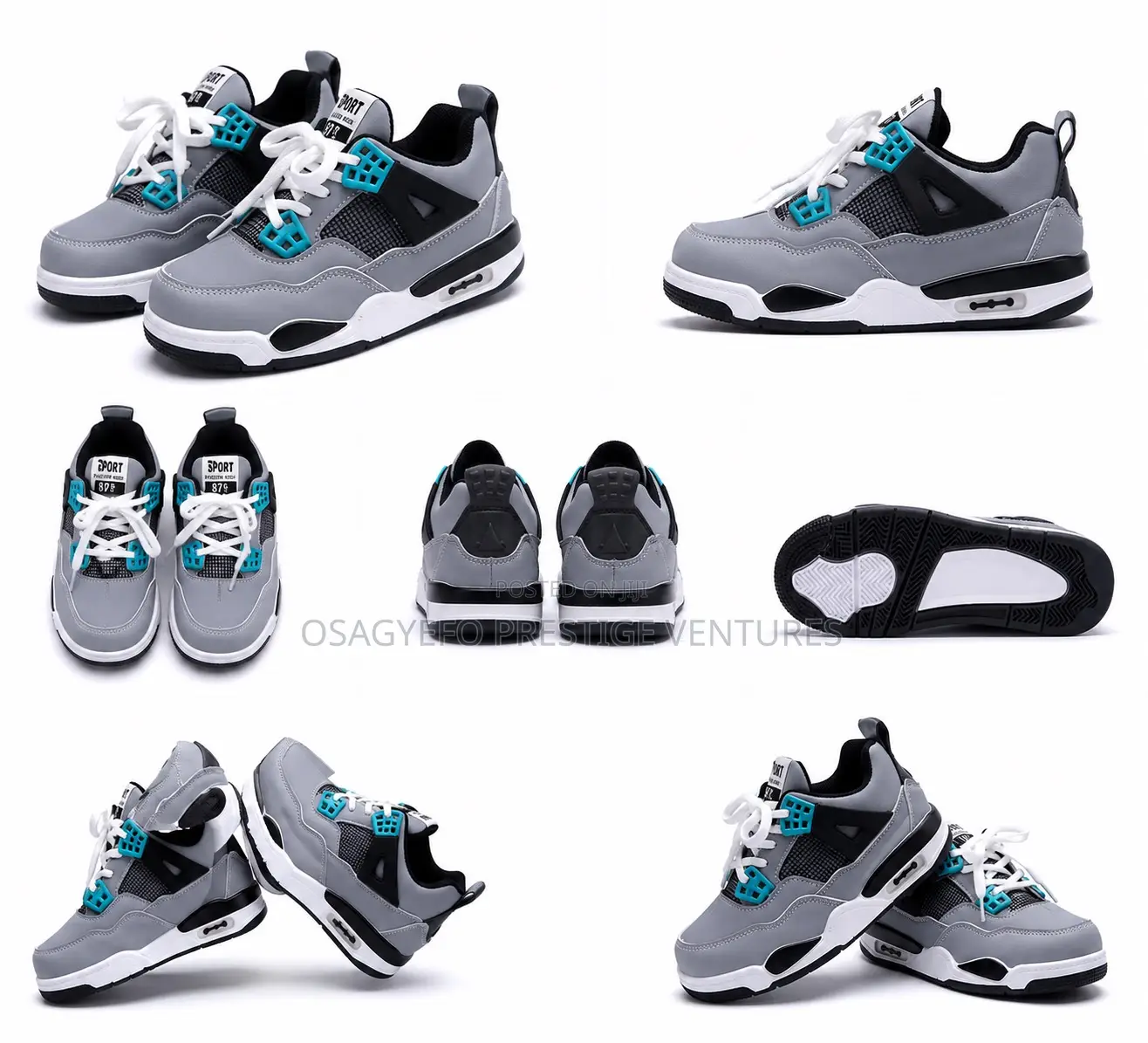 Good Quality Kids’ Jordan 4-Inspired Sneakers – Grey/Black