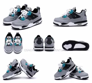 Good Quality Kids’ Jordan 4-Inspired Sneakers – Grey/Black