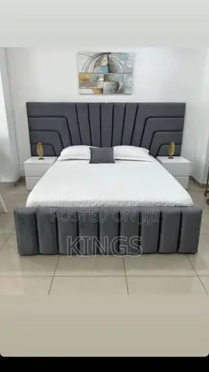 Luxury Fabric Upholstered Queen Size Bed Frame – Brand New