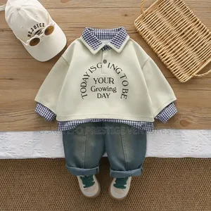 Boys' Layered Sweatshirt Denim Jeans 3-Piece Outfit Set