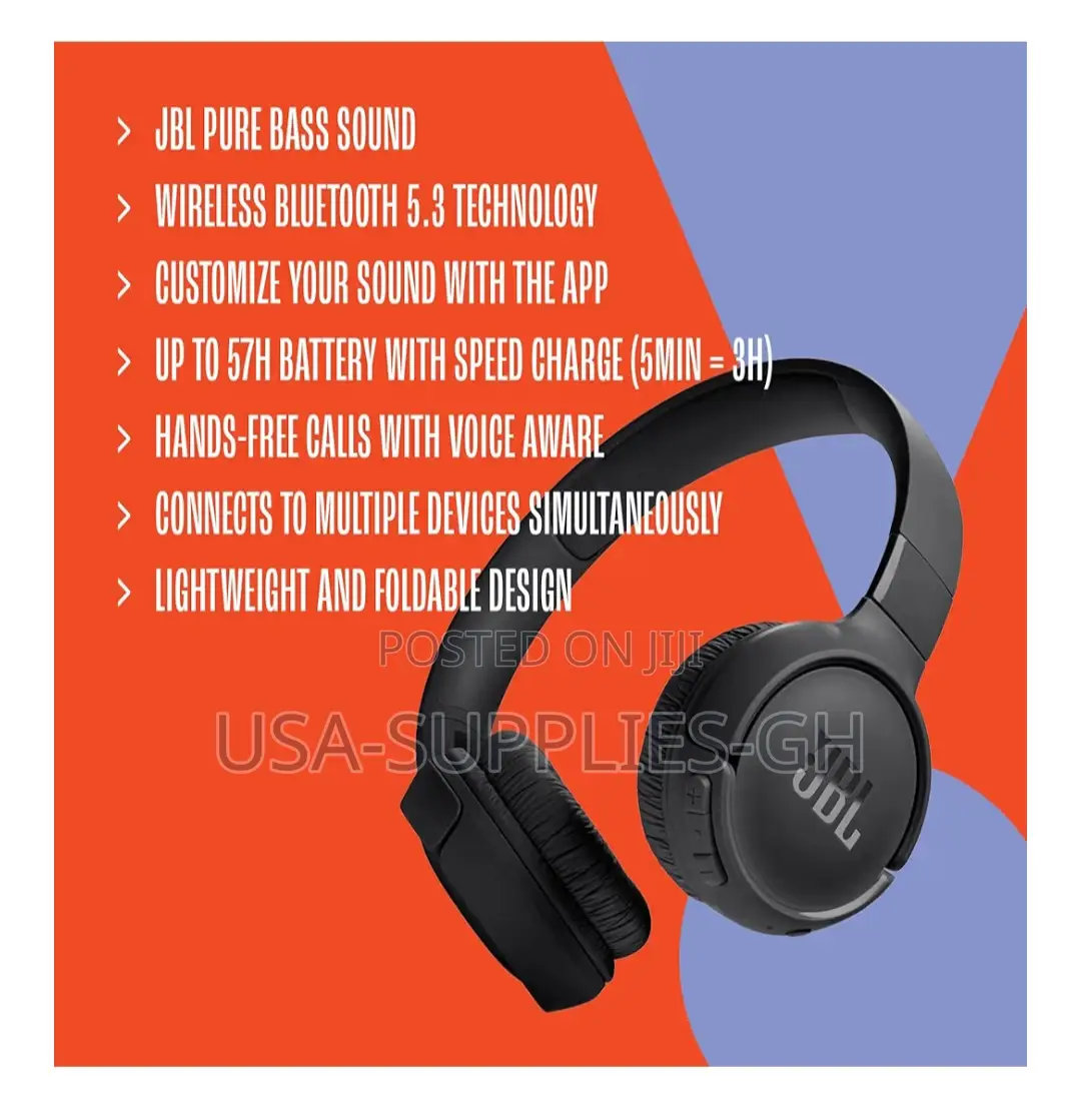 Jbl Tune 520bt Wireless On-ear Headphones, Black From Usa