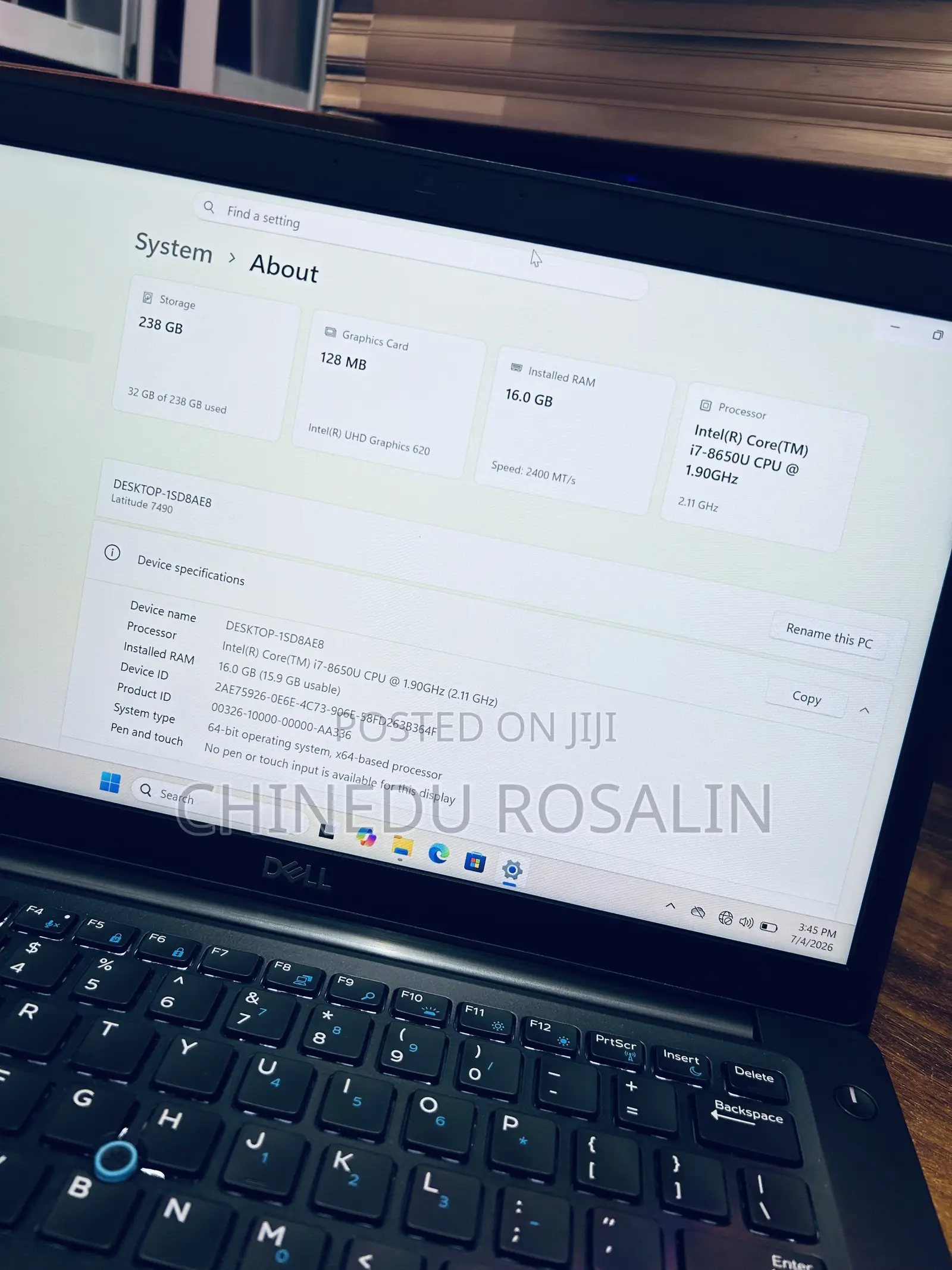 Laptop Dell Latitude 7490 16GB Intel Core i7 SSD 256GB