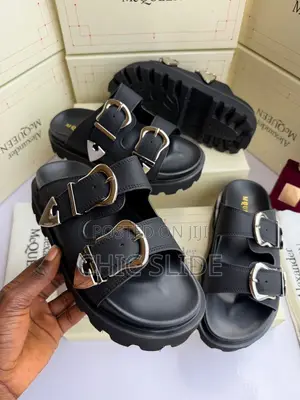 Double Buckle Chunky Slides