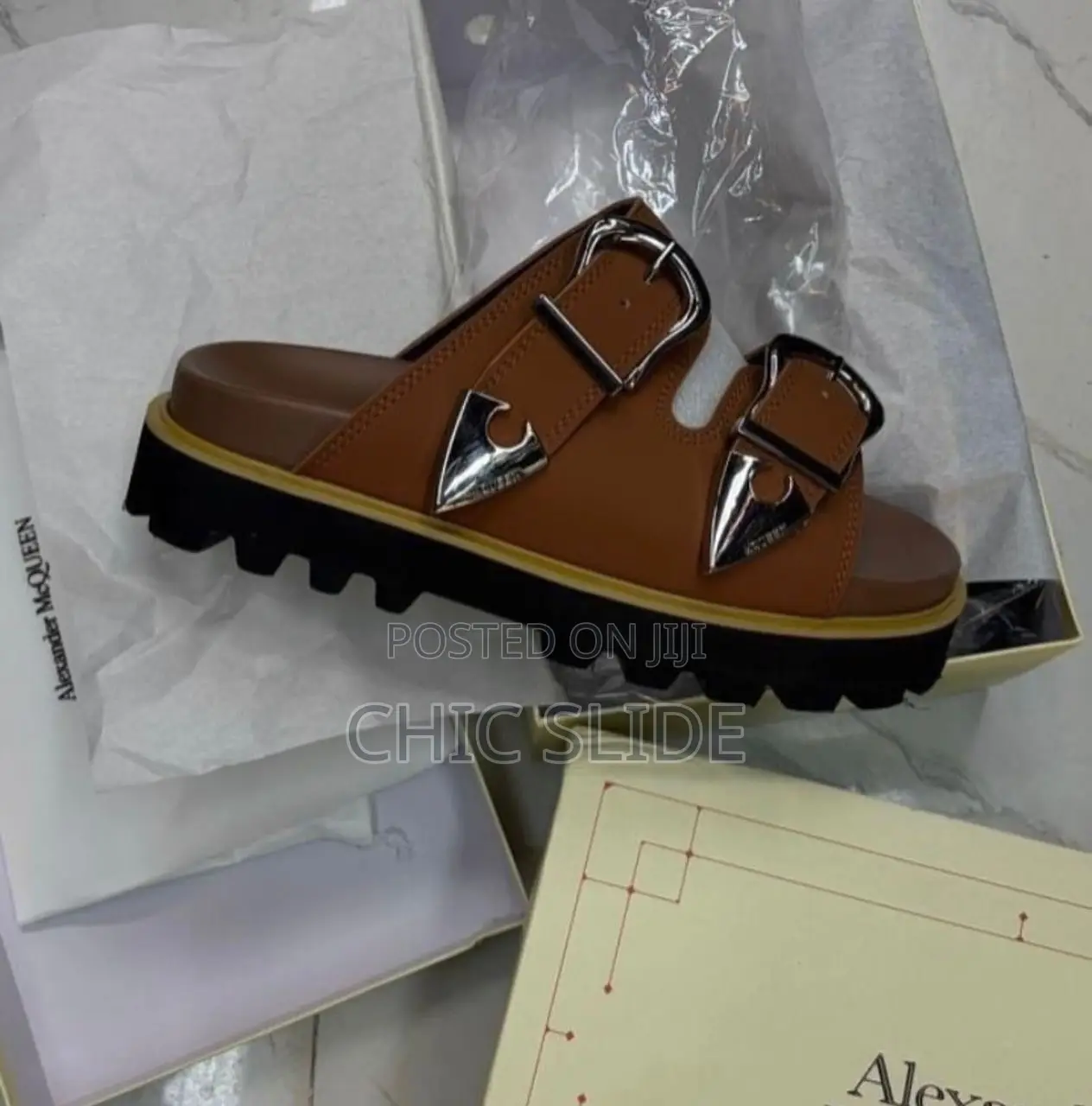 Double Buckle Chunky Slides