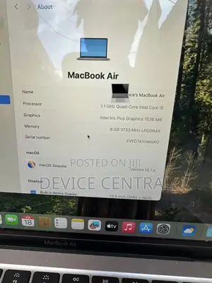 Laptop Apple MacBook Air 2020 8GB Intel Core i5 SSD 500GB
