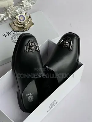 Black Versace Leather Mules