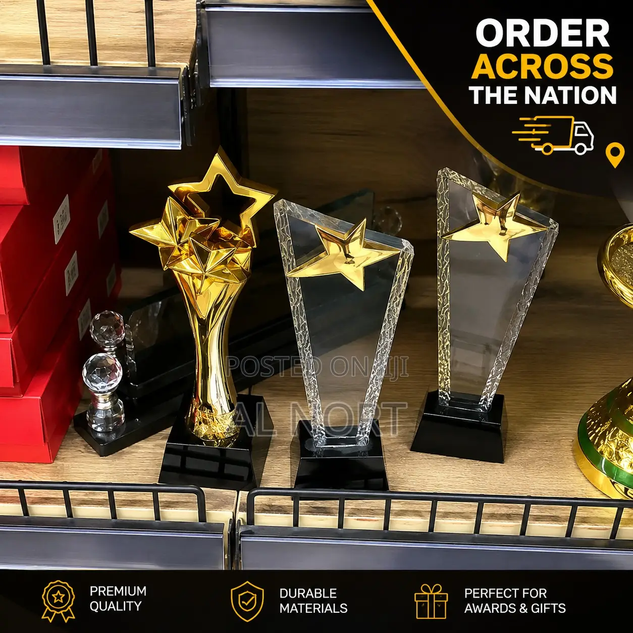 Star Award Trophy Set – Gold Clear – Black Base