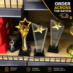 Star Award Trophy Set – Gold Clear – Black Base