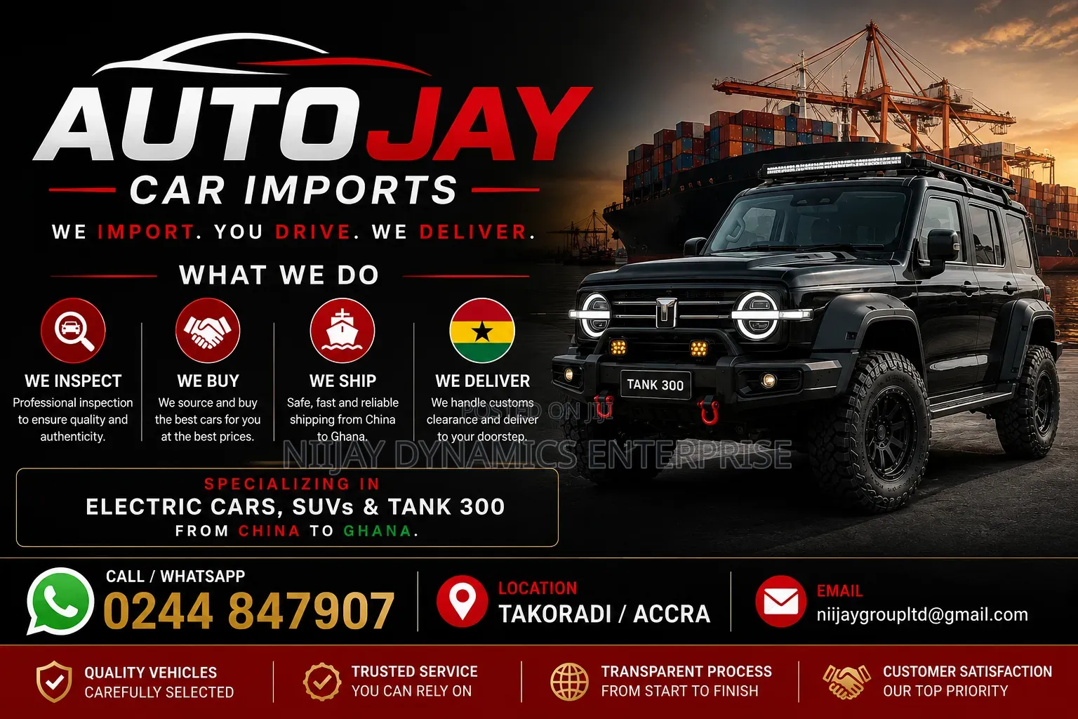 Buy Ship Slightly Used Cars From China To Ghana