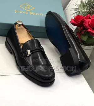 Steve Riot Penny Loafers Shoes Black Leather