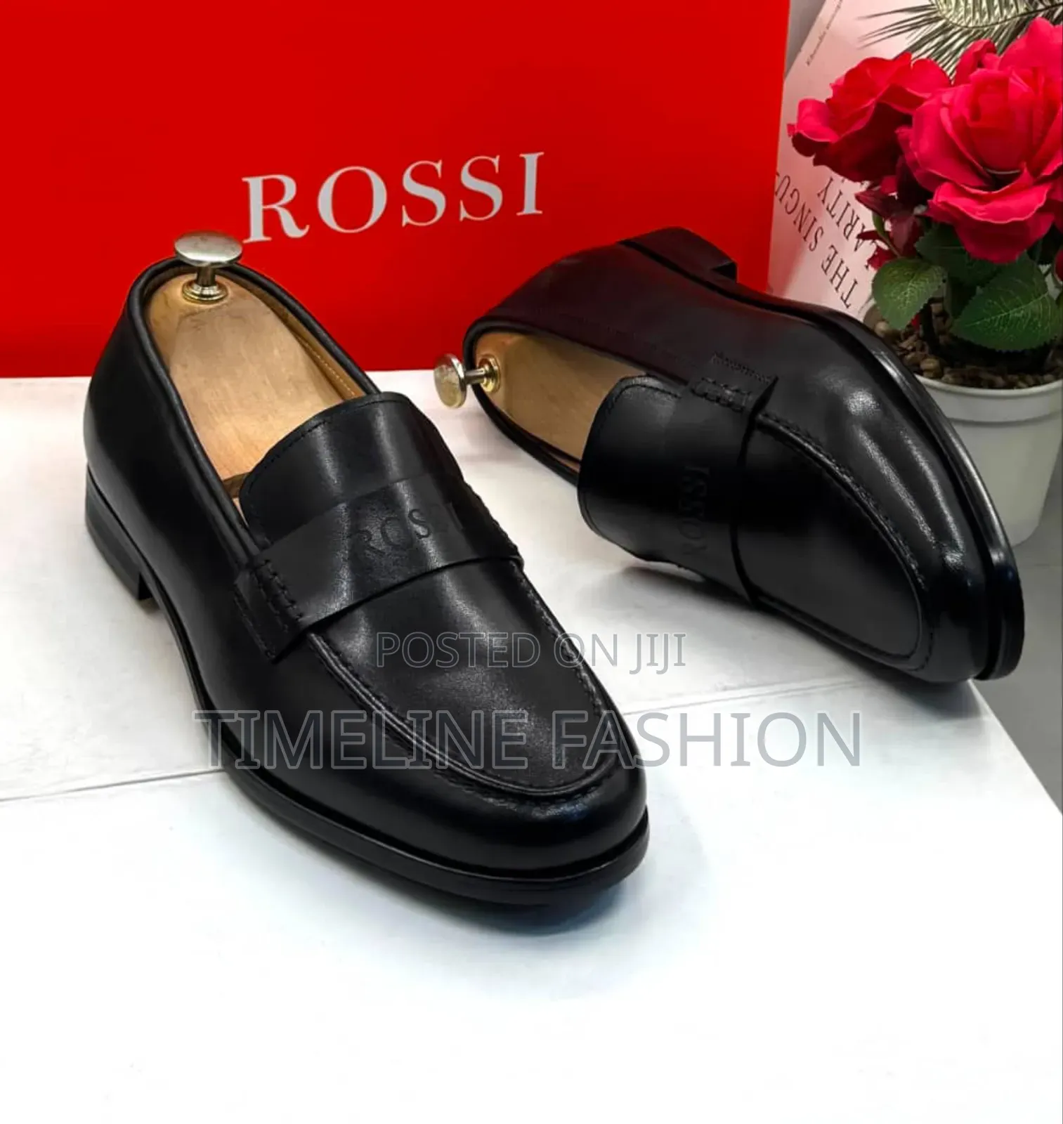 Brand New Rossi Black Leather Men's Easy Wear Shoes