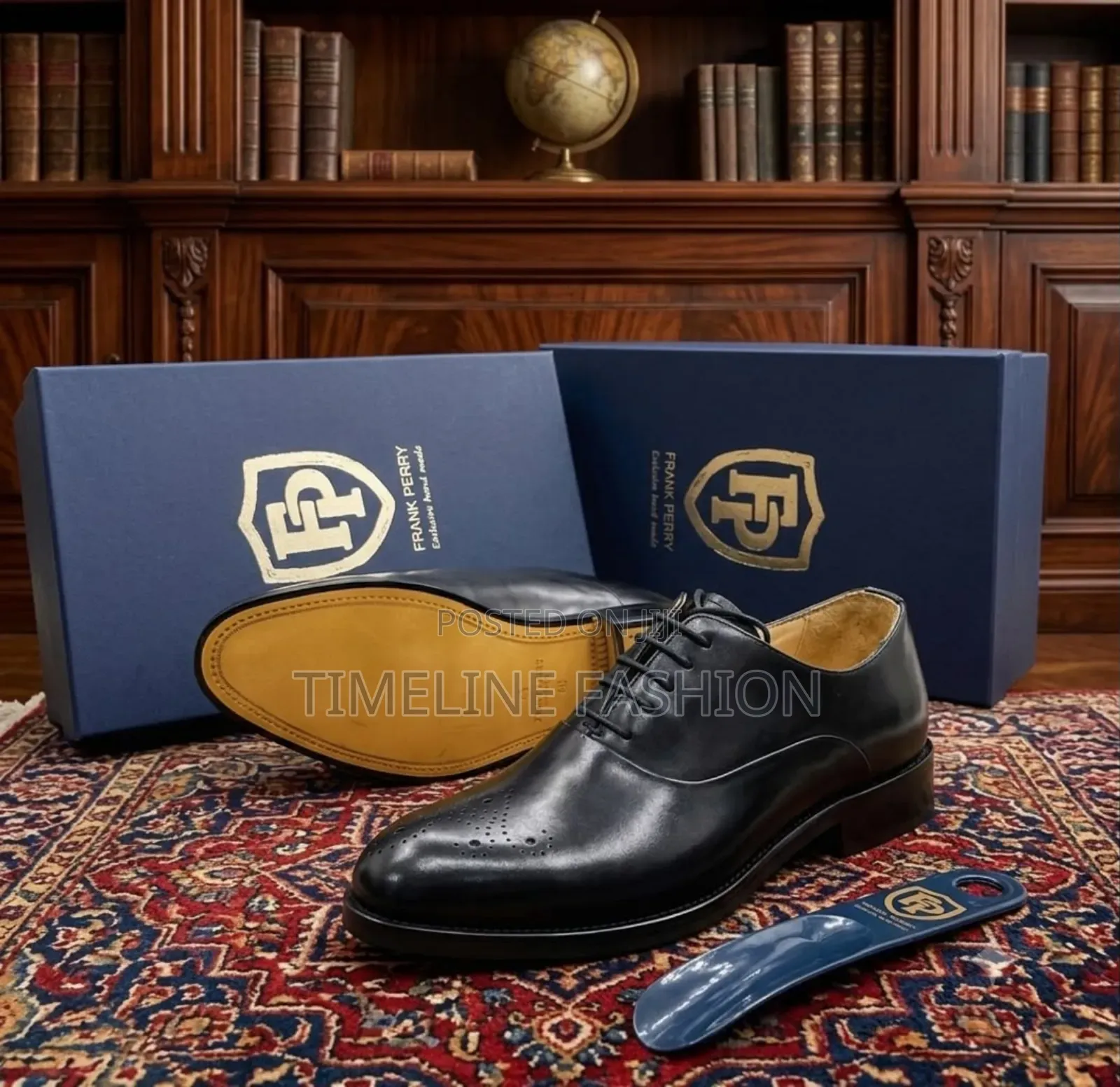 Luxury Men's Leather Handmade Shoes by Frank Perry Black