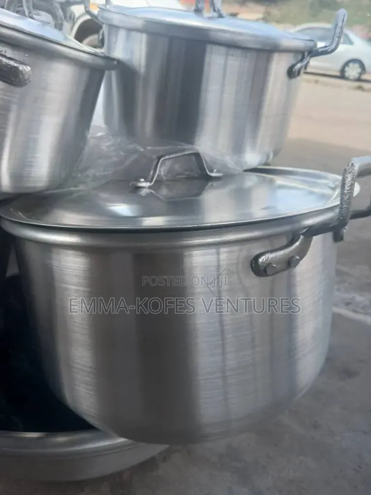 Heavy Duty Aluminum Cooking Pot With Lid - Big Size for Home, Chop Bar