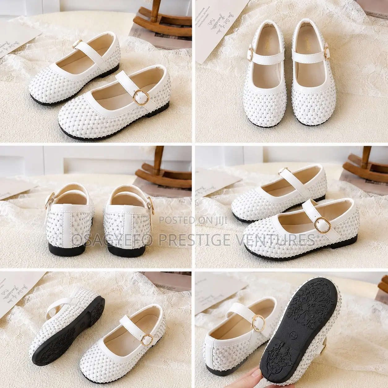 Quality Girls’ White Crystal Mary Jane Shoes