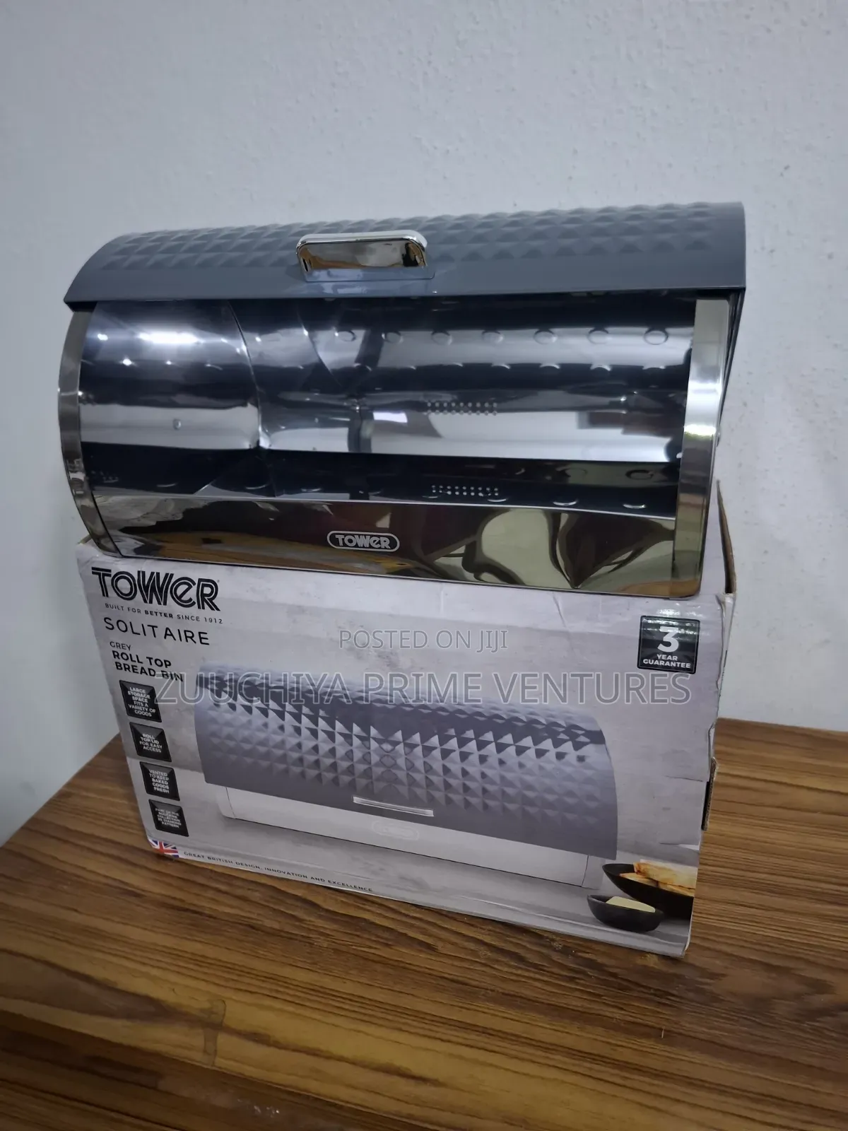 Tower Roll-Up Solitaire Grey Bread Bin Uk