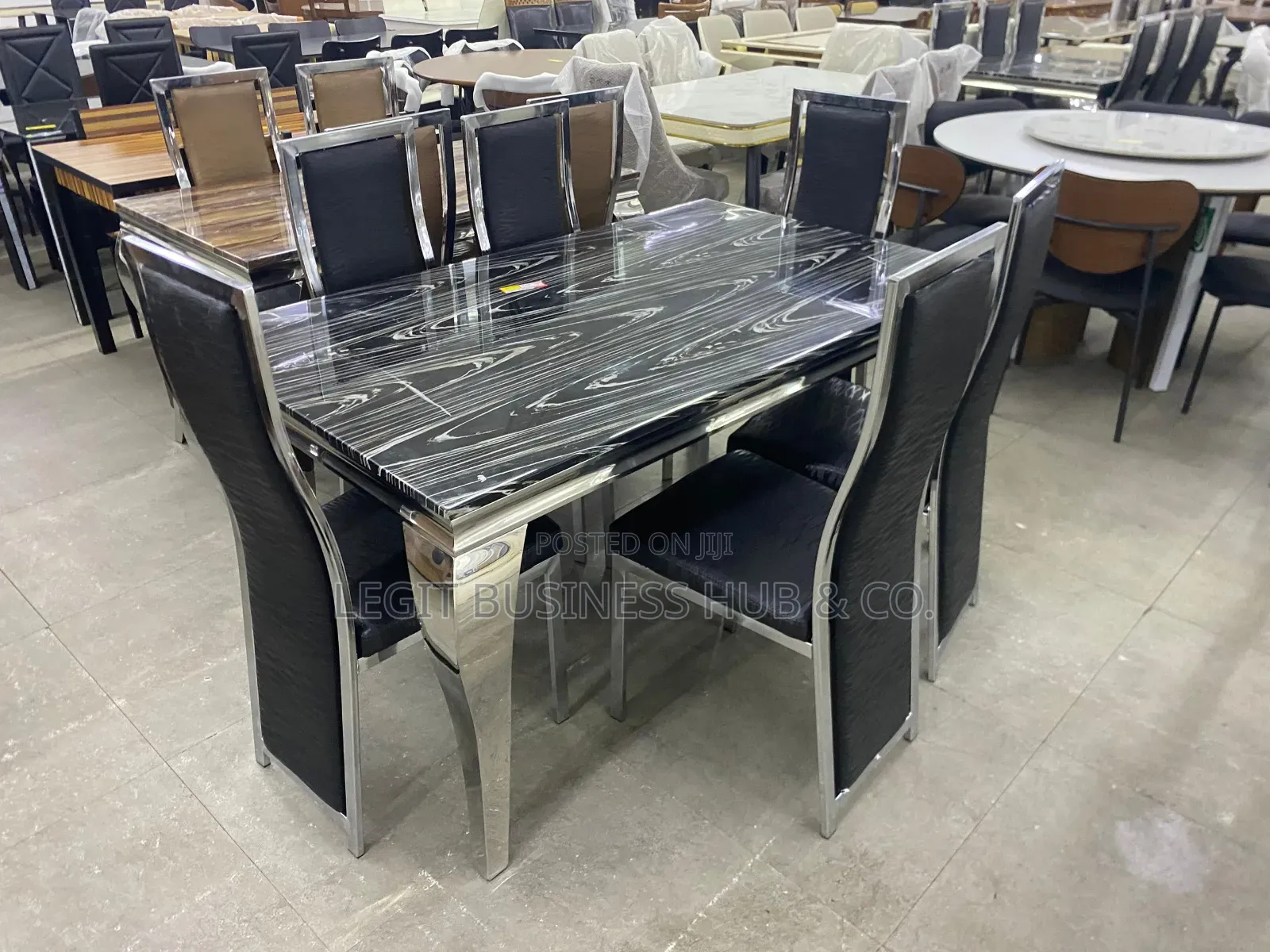 Stainless Steel With High-Quality Marble Dining Set