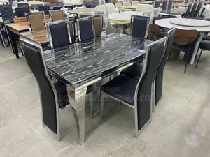 Stainless Steel With High-Quality Marble Dining Set