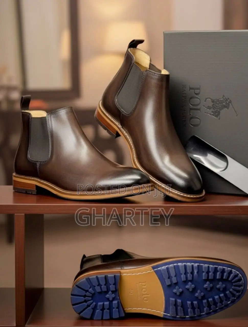 Polo Premium Leather Executive Chelsea Boots - Brown