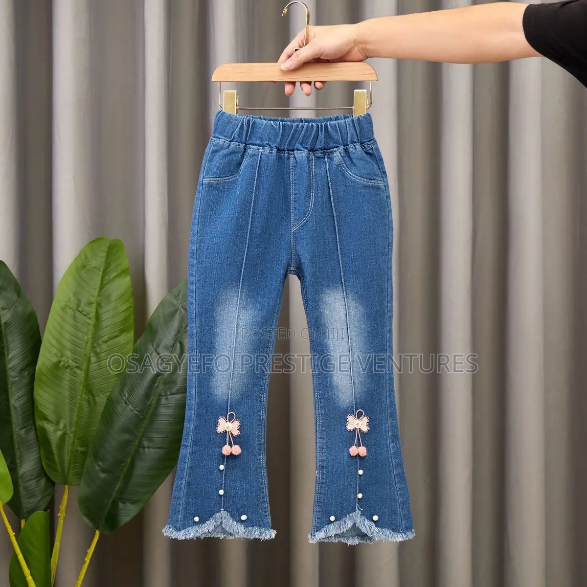 Girls’ Fashion Bootcut Jeans With Pearl Trim