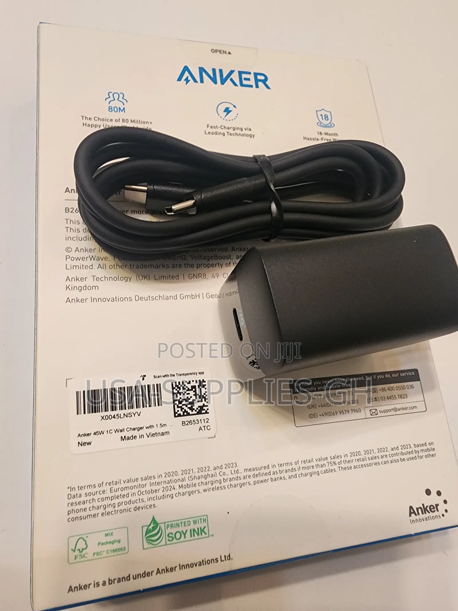 Anker 45w Usb C Fast Phone Charger Block With 5ft Cable From Usa