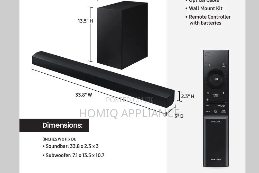 Samsung 2.1ch 210w Soundbar With Wireless Subwoofer Hw-C43m/Za