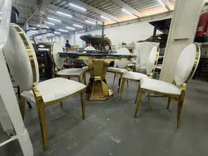 Marble Elegance 6 Seater Golden Dinning Set With a Velvet Seater
