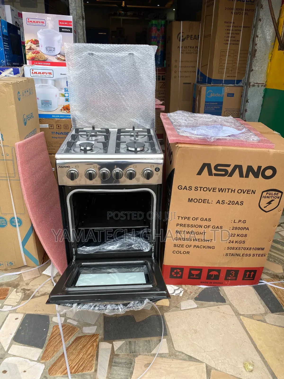 Asano 50x50cm Automatic Ignition Gas Stove With Oven and Grill