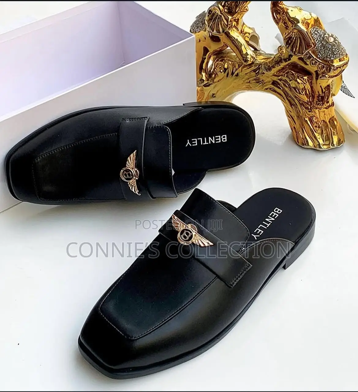 Black Bentley Leather Mules