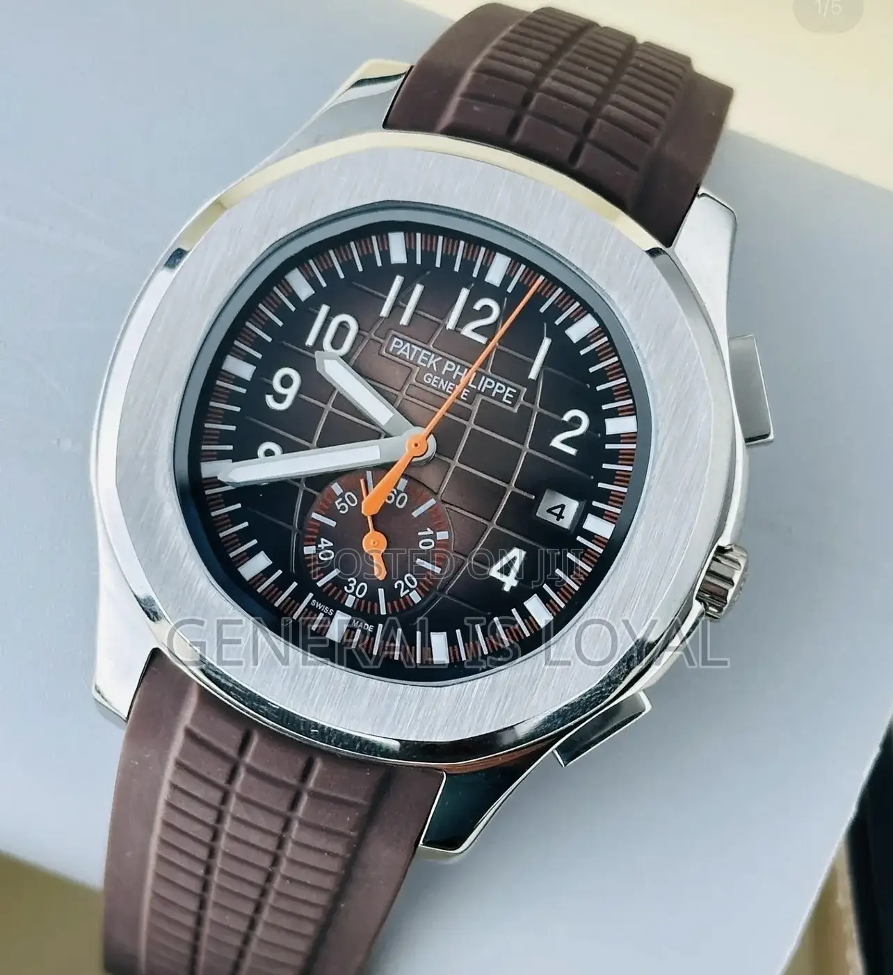Patek Philippe Aquanaut Automatic Silver Brown Color Silicone Rubber
