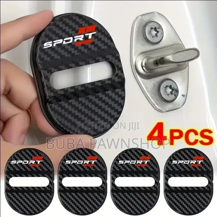 ​4 X Carbon Fiber Style Door Lock Striker Covers